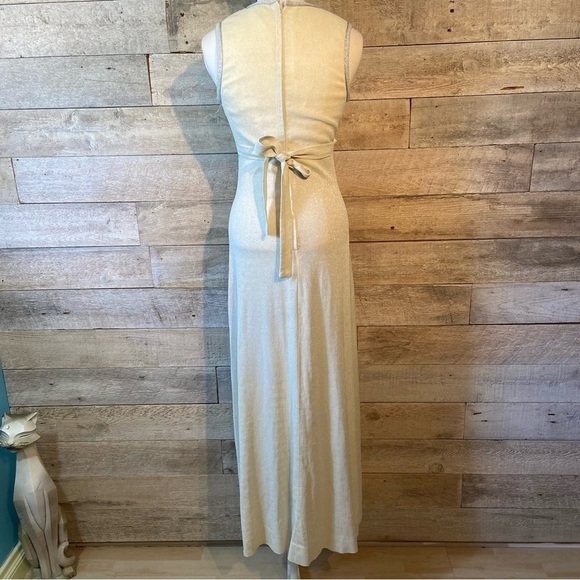 Vintage Joyce Palmer women’s cream shimmery maxi formal dress - Picture 3 of 11